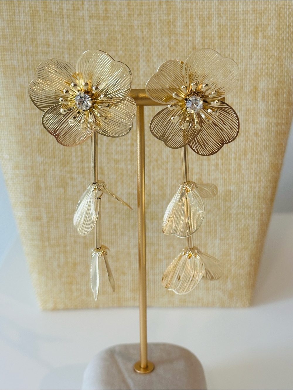 Gold Floral Drop Earrings - Elegant Women Jewelry